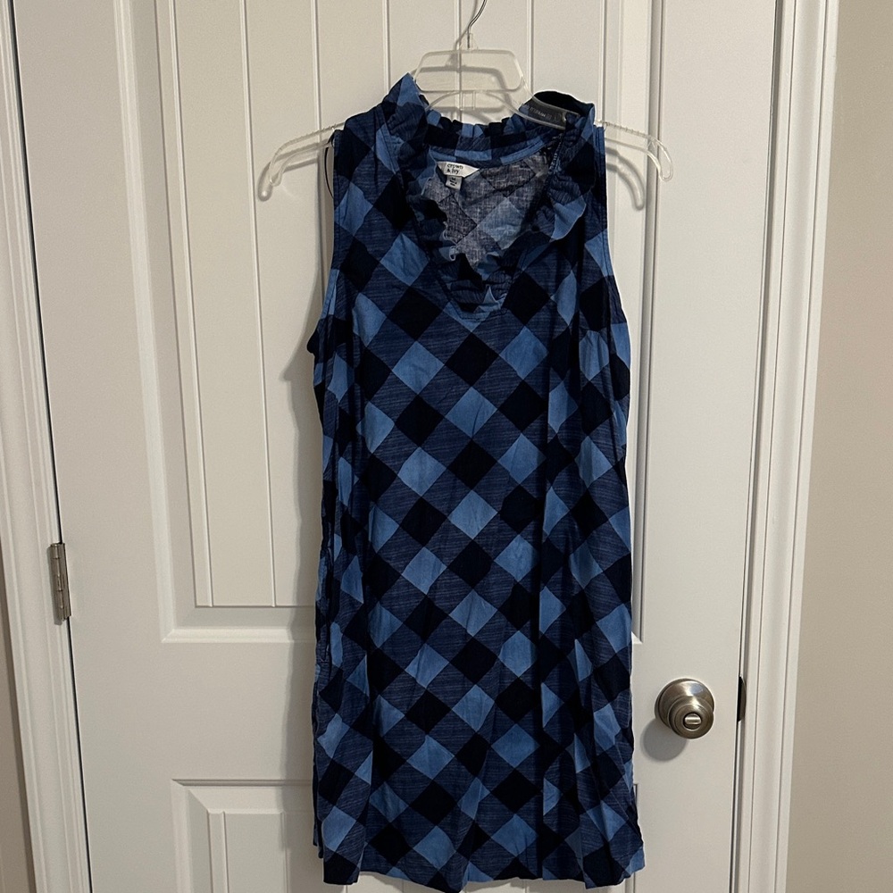 Crown & Ivy Blue and Black Plaid Sleeveless Dress